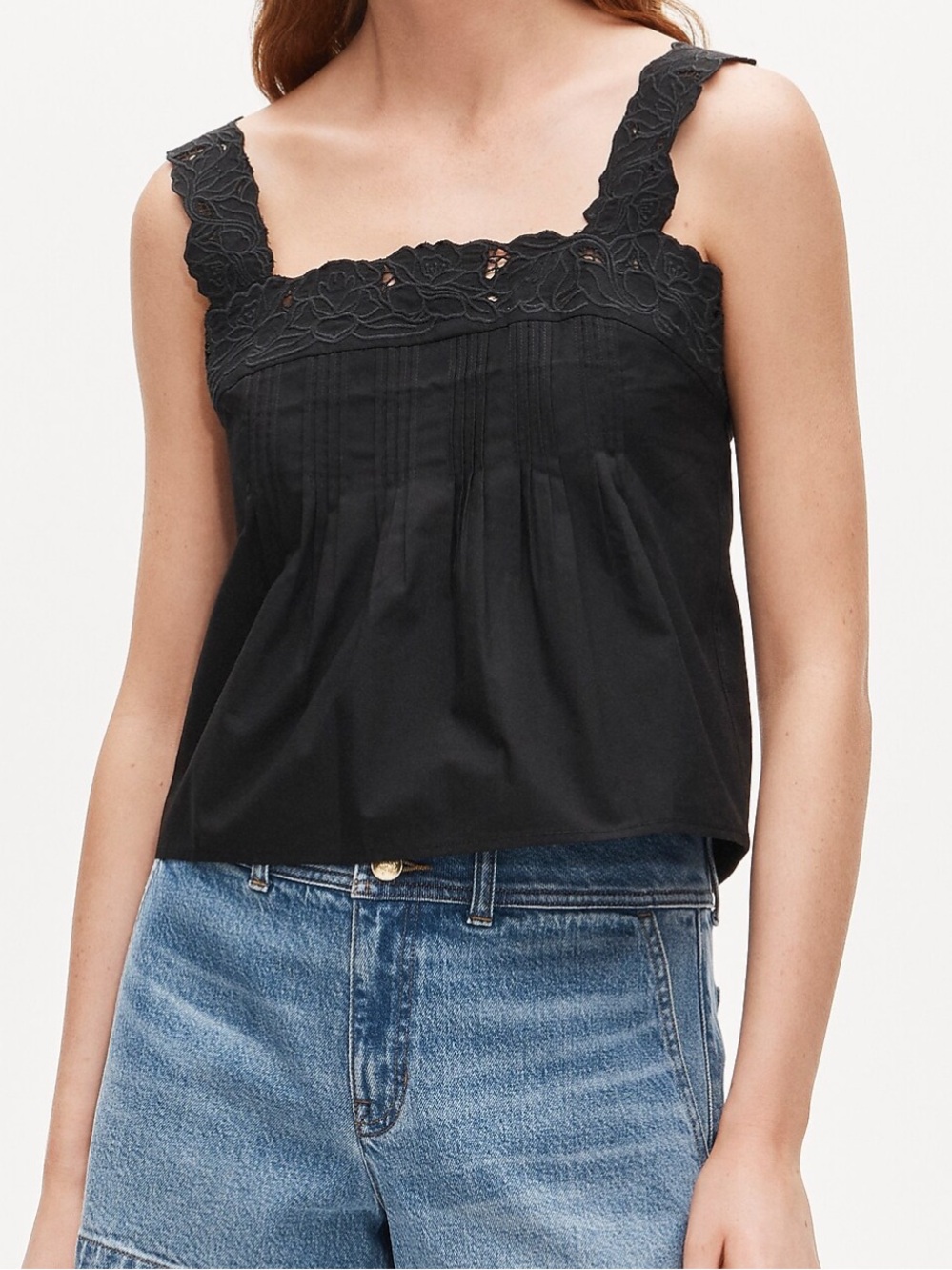 NWT J Crew Lace-trim Tank Top in Compact Poplin
